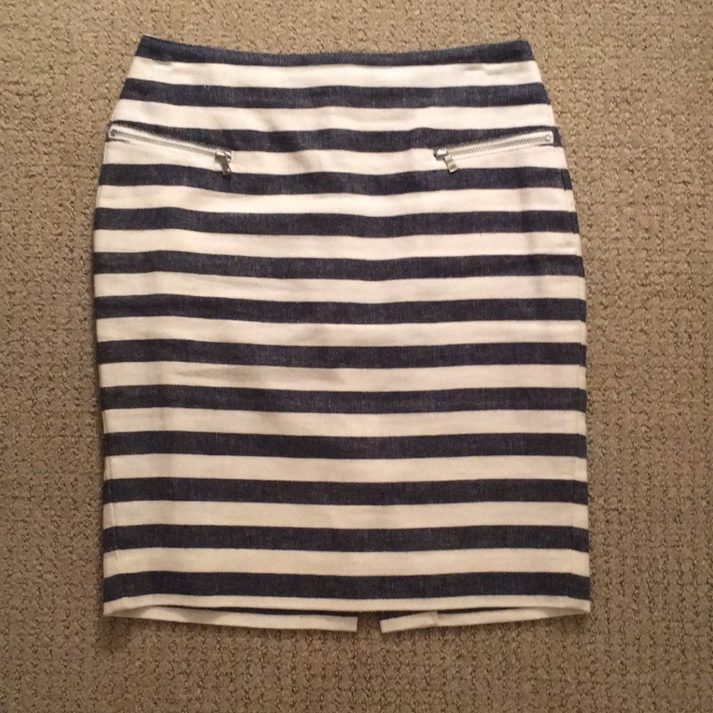 Blue and Cream Striped Ann Taylor Skirt